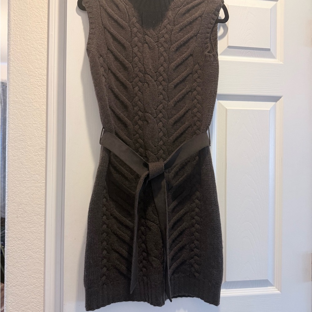 Loro Piana Dark Brown Cashmere Cable Knit Mini Dress